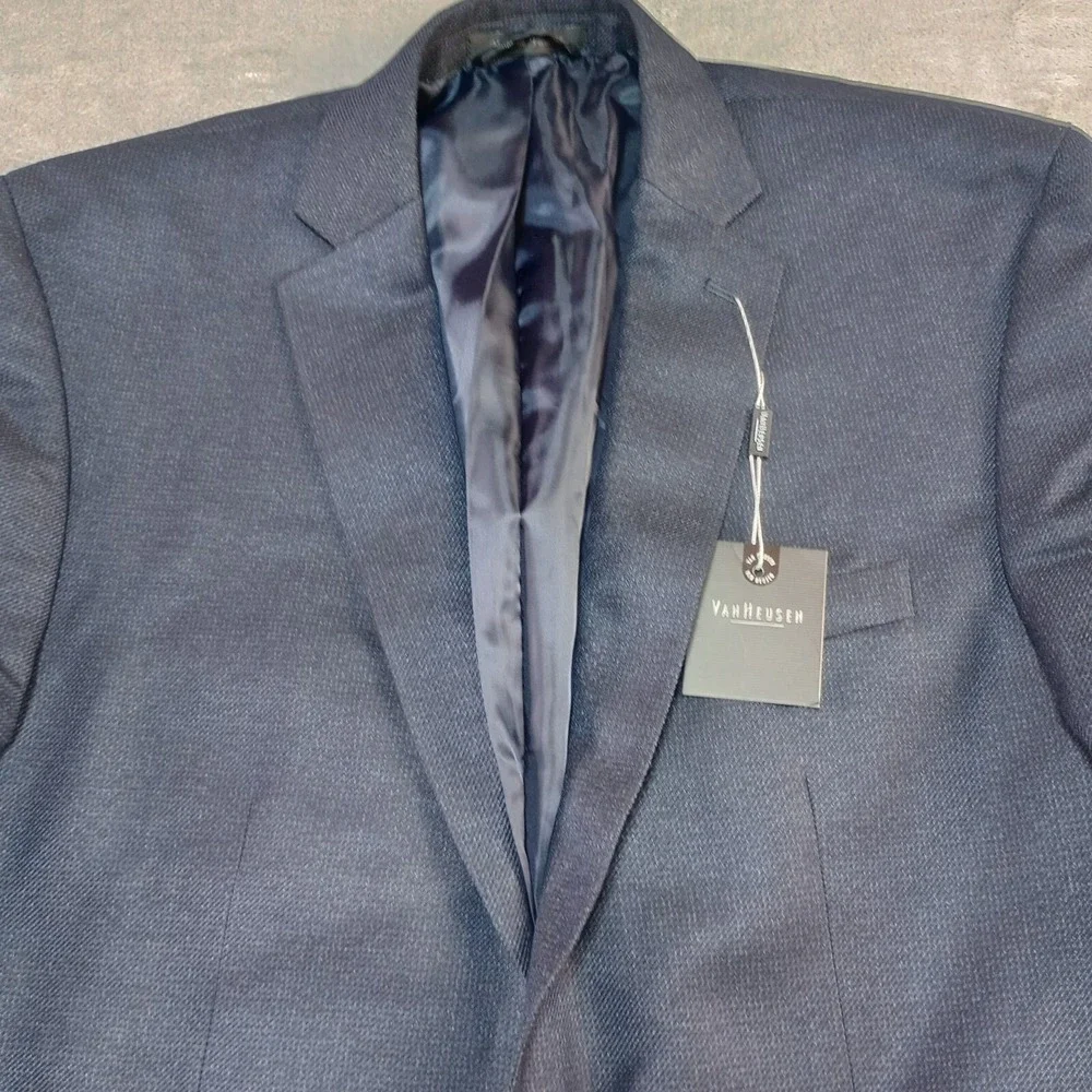 Van Heusen Sport Coat Mens‎ Sz 44 Long Navy Blue Lightweight Blazer Jacket